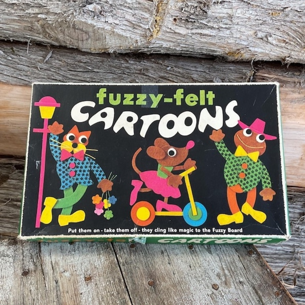 Vintage 1973 Fuzzy Felt Cartoons Picture Set - Made in England